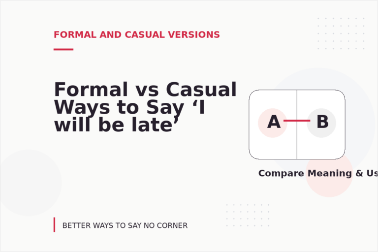 Formal vs Casual Ways to Say ‘I will be late’ Formal vs Casual Ways to Say ‘I will be late’